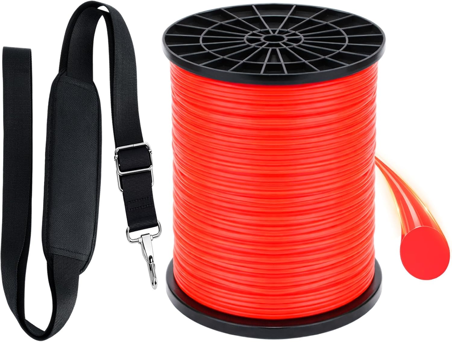 Timgle 2Pcs 0.095" Round Twist String Trimmer Line 328ft String with Adjustable Trimmer Shoulder Strap for Garden Brush Cutter Lawn Trimmers