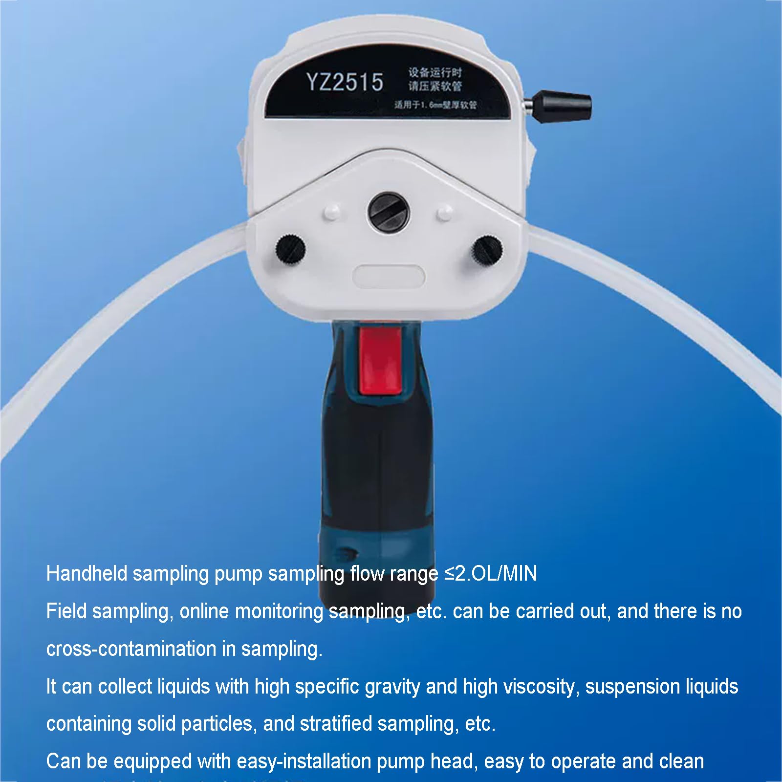 Muestreador De Calidad del Agua con Bomba Peristáltica, Bomba Eléctrica De Muestreo De Aguas Profundas, Succión De 8 M, Rango De Flujo 0-1120 Ml/min, Alimentado por Batería, Alto Flujo