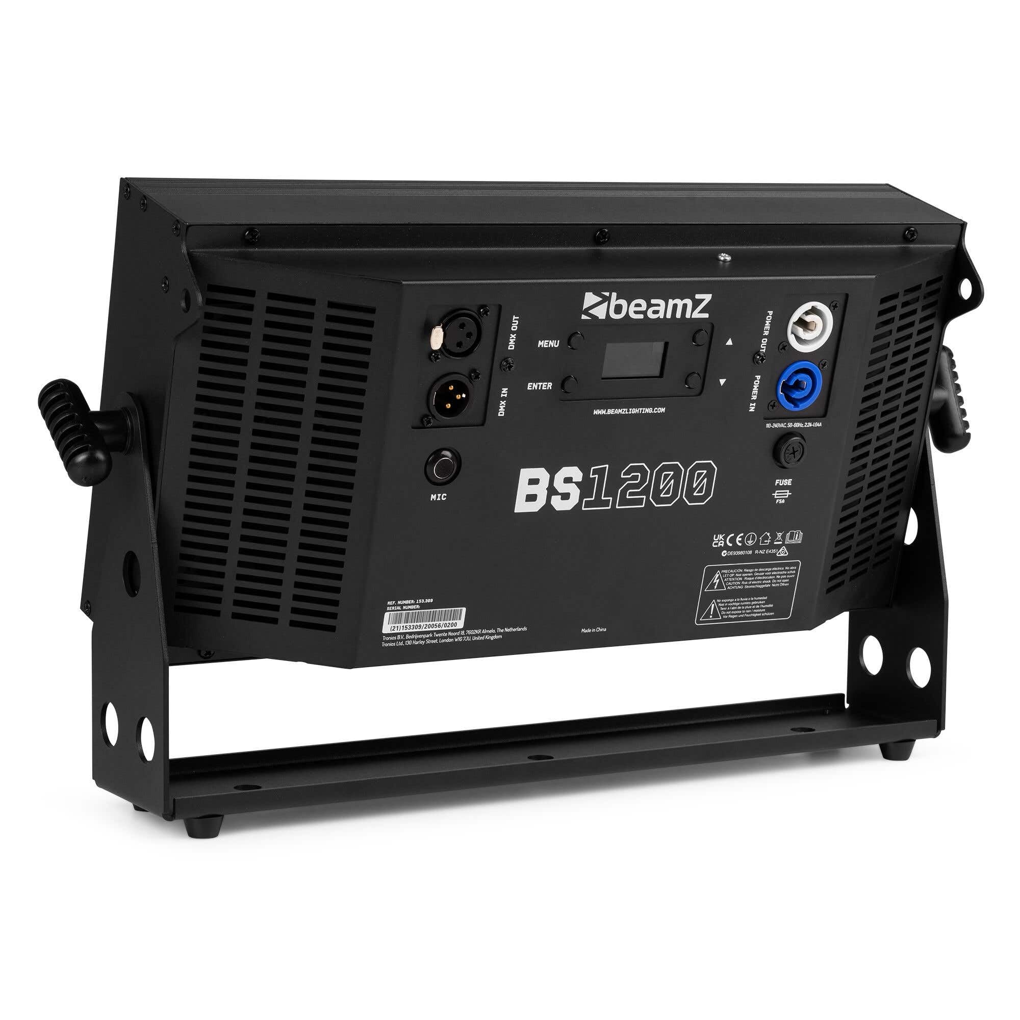 BeamZ BS1200 - Efecto de luces LED 3 en 1 estrobo cegador y wash | 1160 LED SMD RGB y blanco, 20 programas automáticos y por sonido, control DMX maestro/esclavo, para discotecas y clubes