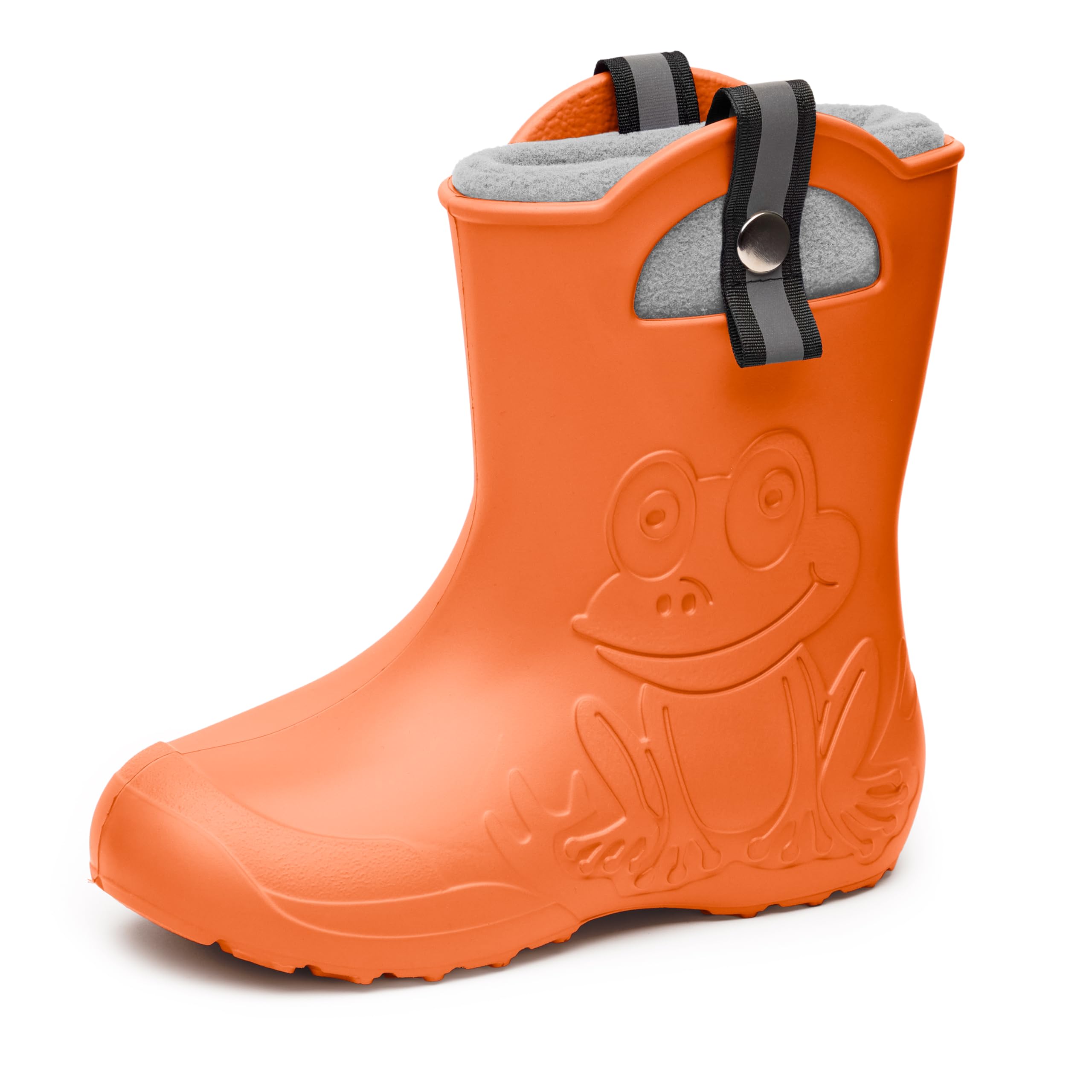 Ladeheid Kinder Federleichte Gummistiefel Thermo Fütterung Mädchen Jungen rutschfest Regenstiefel Kinder Regenschuhe LA-CA-Frog245 (Orange 151c, 32/33 EU)