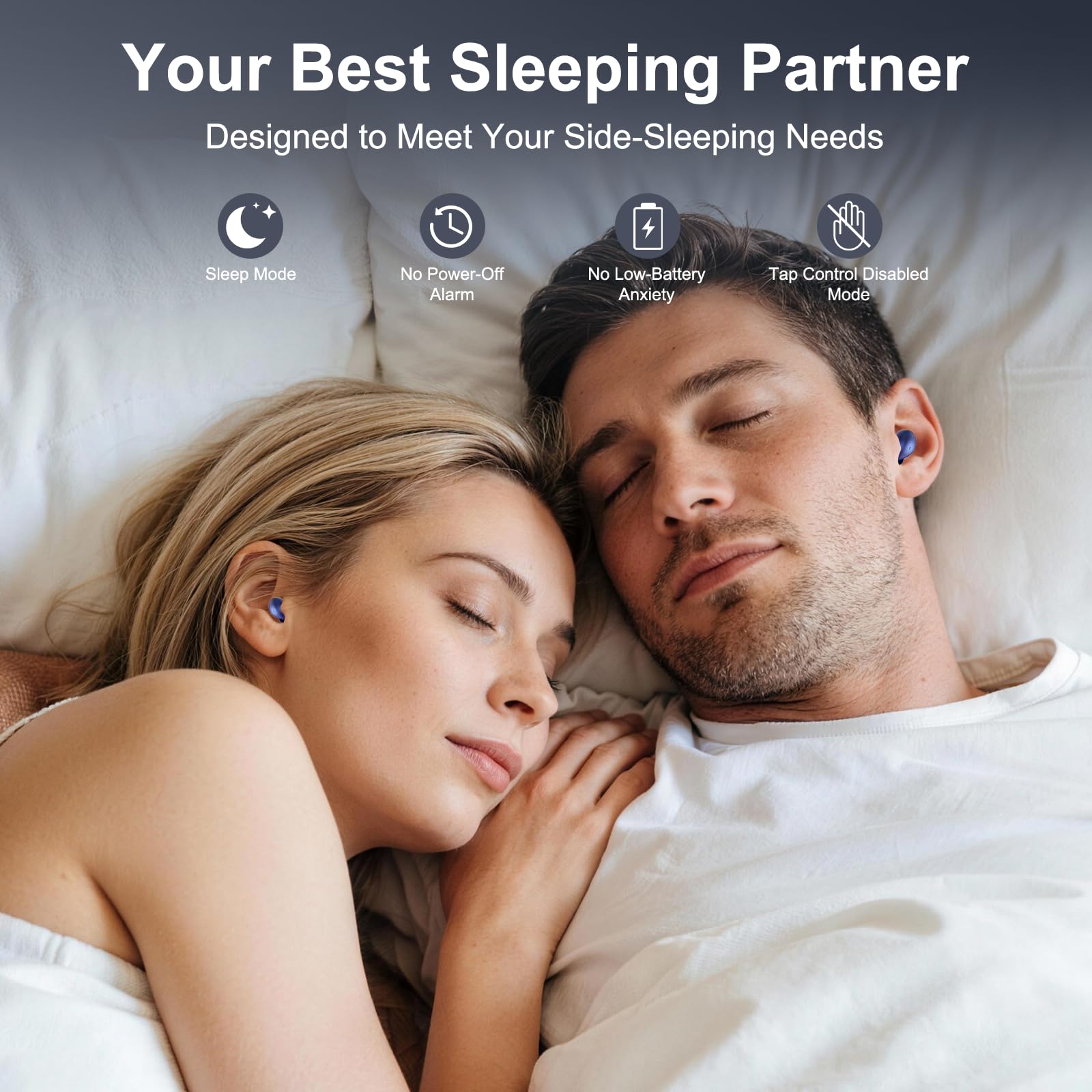 Mini Auriculares para Dormir Bluetooth 6.0 y aplicación, Ruido Blanco Integrado para Dormir, Azul