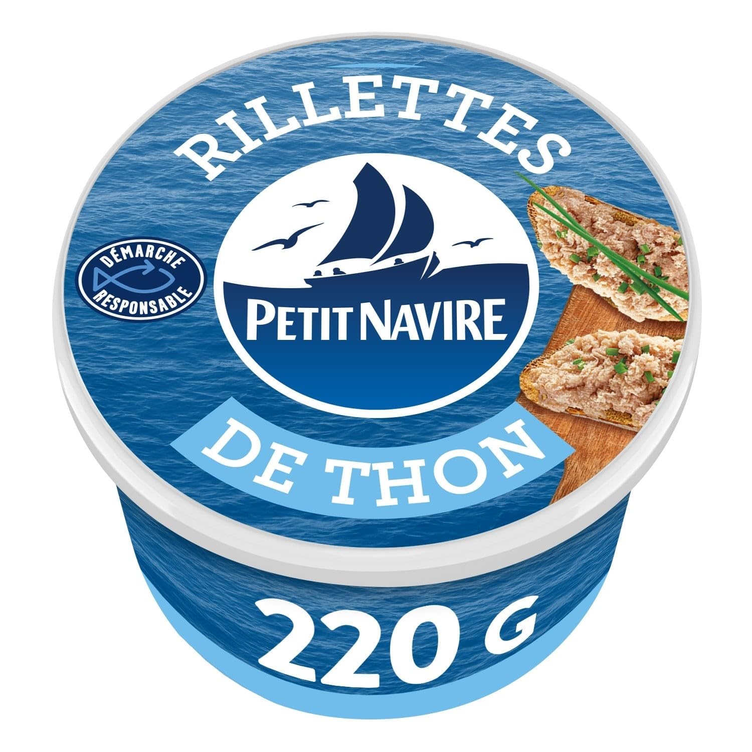 PETIT NAVIRE Rillettes de Thon - Boîte de 220 g - Prêt à tartiner - Conserves de poisson - Format pratique pour apéritifs et recettes - Lot de 3