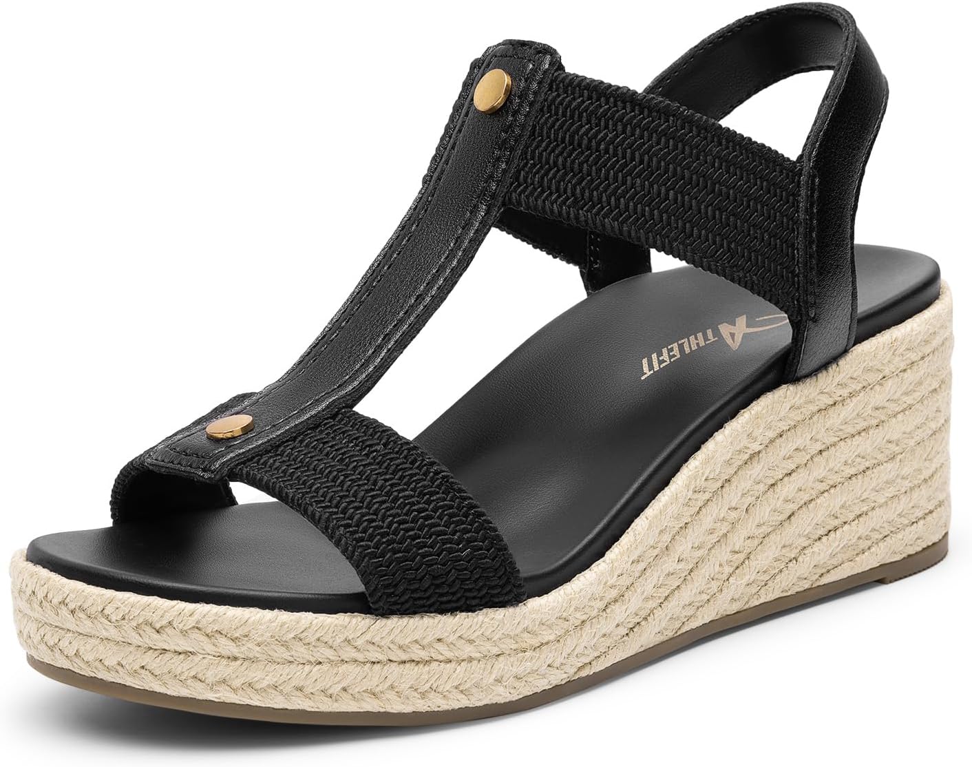 Athlefit Women’s Espadrille Platform Wedge Sandals Comfortable Casual Open Toe Summer Dressy Arch Support Sandals with Elastic Strap