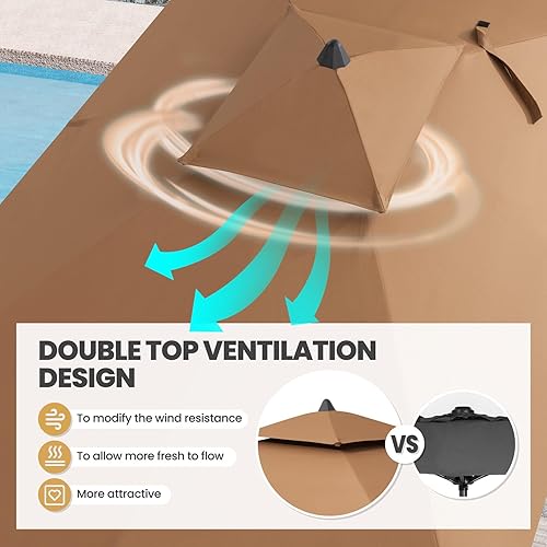 Miniatura 3 de Crestlive Products Sombrilla de doble parte superior para patio, sombrilla para mesa de mercado, sombrilla rectangular inclinable, resistente a la