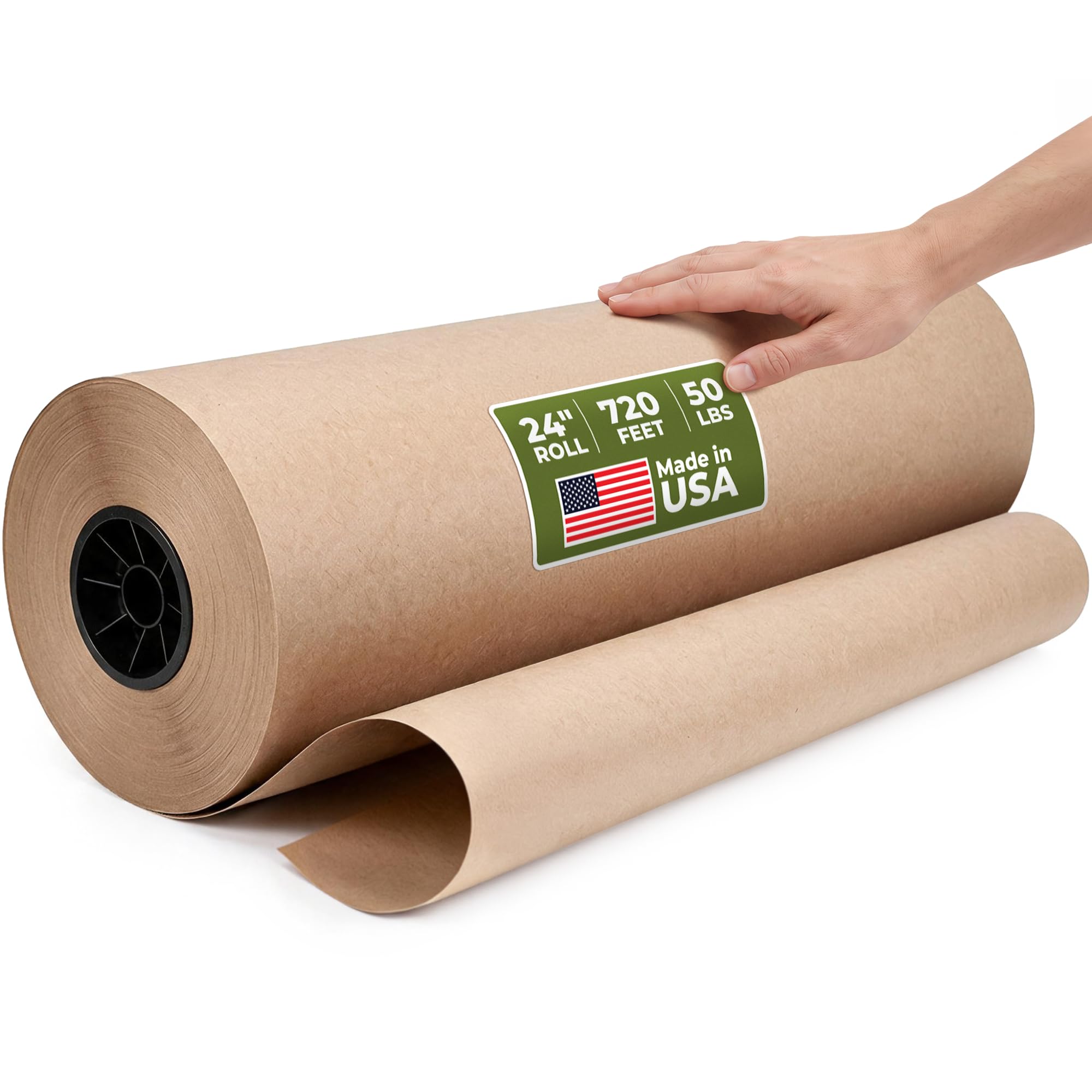 Paclord Kraftpapierrolle, naturbraun, 61 x 21945,6 cm (219,5 m), 22,7 kg, hergestellt in den USA, 7,6 cm große Rolle braunes Geschenkpapier zum Verpacken