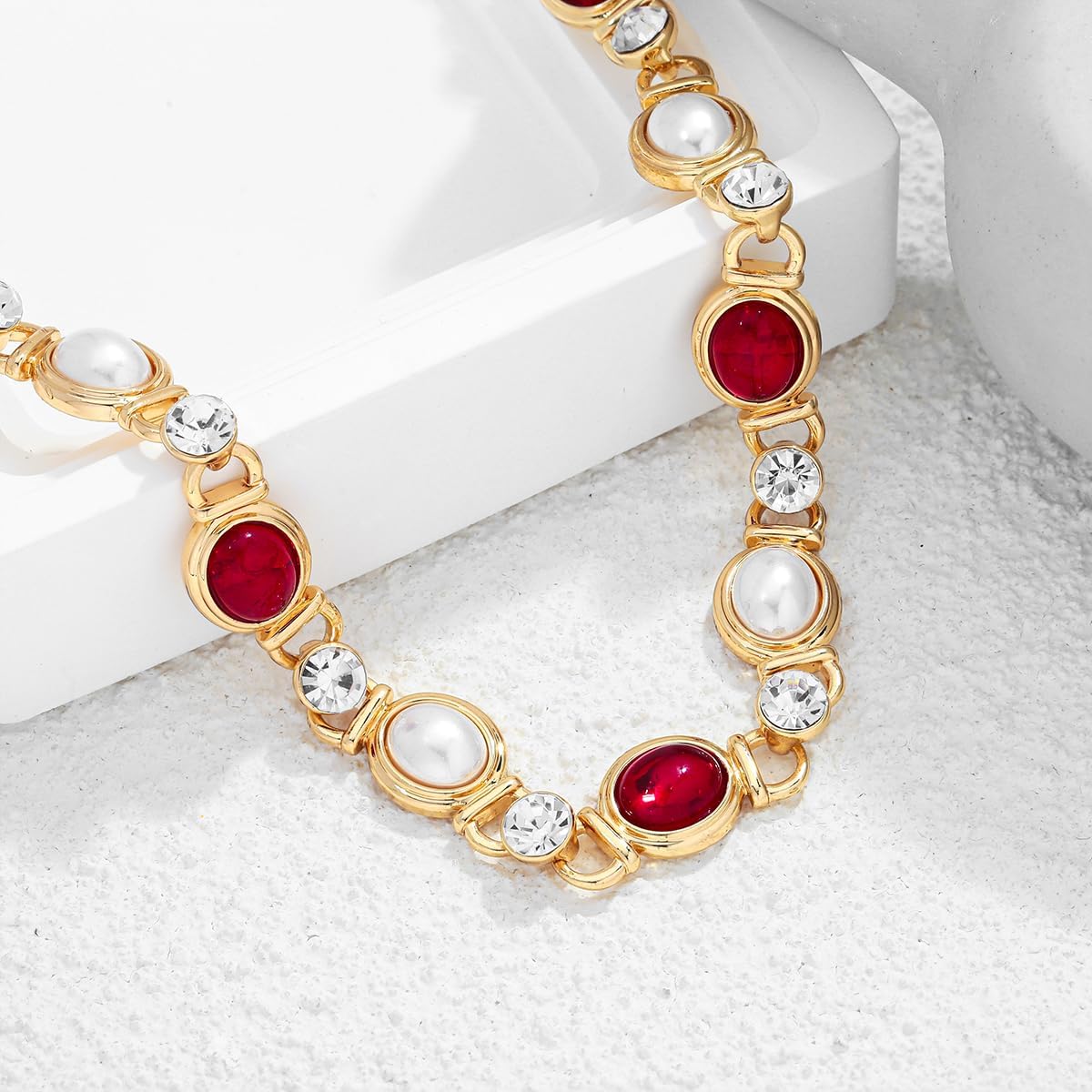 CLASSYZINT Imitation Pearl Necklace Vintage Pearl Choker Necklace Statement Necklaces Red Necklaces for Women - Image 4