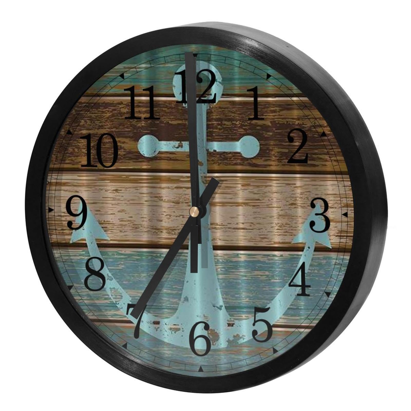 Horloge murale silencieuse en bois rustique décor marine pour maison