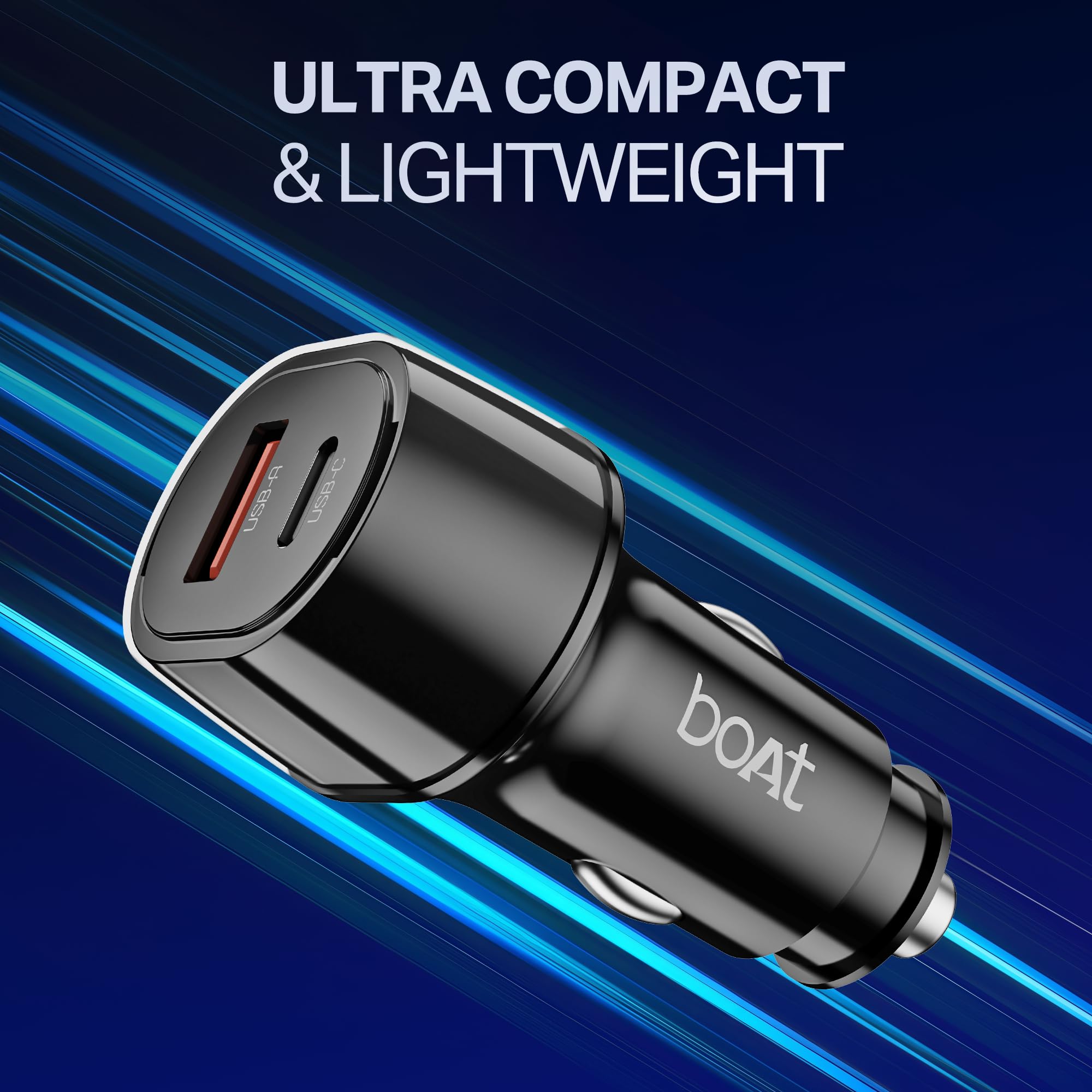 Boat 55W Car Charger with Dual Port USB-A and USB-C; Supports QC, PD & PPS Advanced Charging Protocols | 12-Layer Smart IC Protection | Compact, Lightweight, Heat & Scratch Resistant (Carbon Black) 4