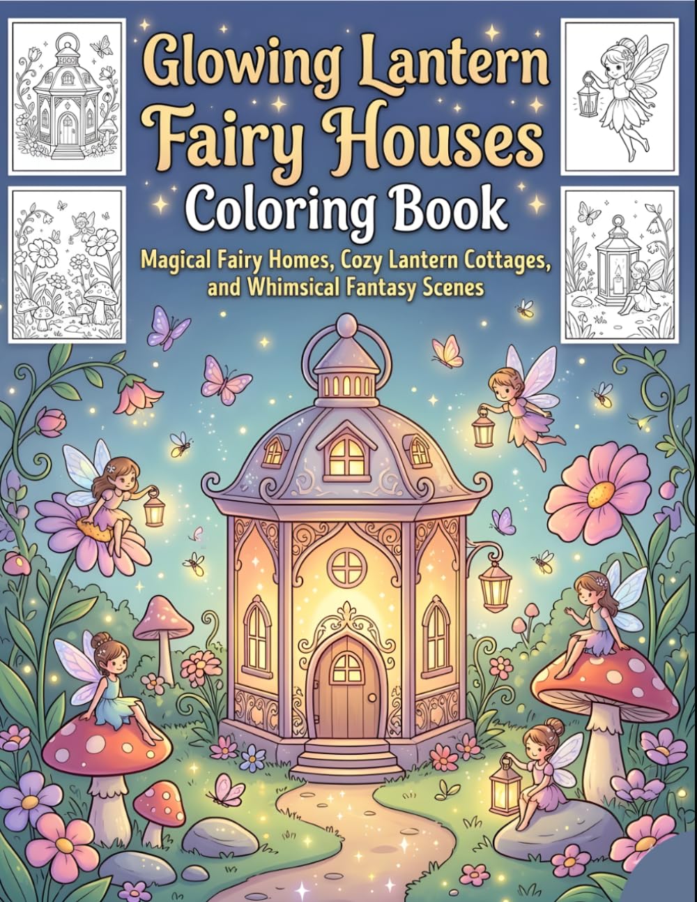 Glowing Lantern Fairy Houses Coloring Book: Magical Fairy Homes, Cozy Lantern Cottages, and Whimsical Fantasy Scenes