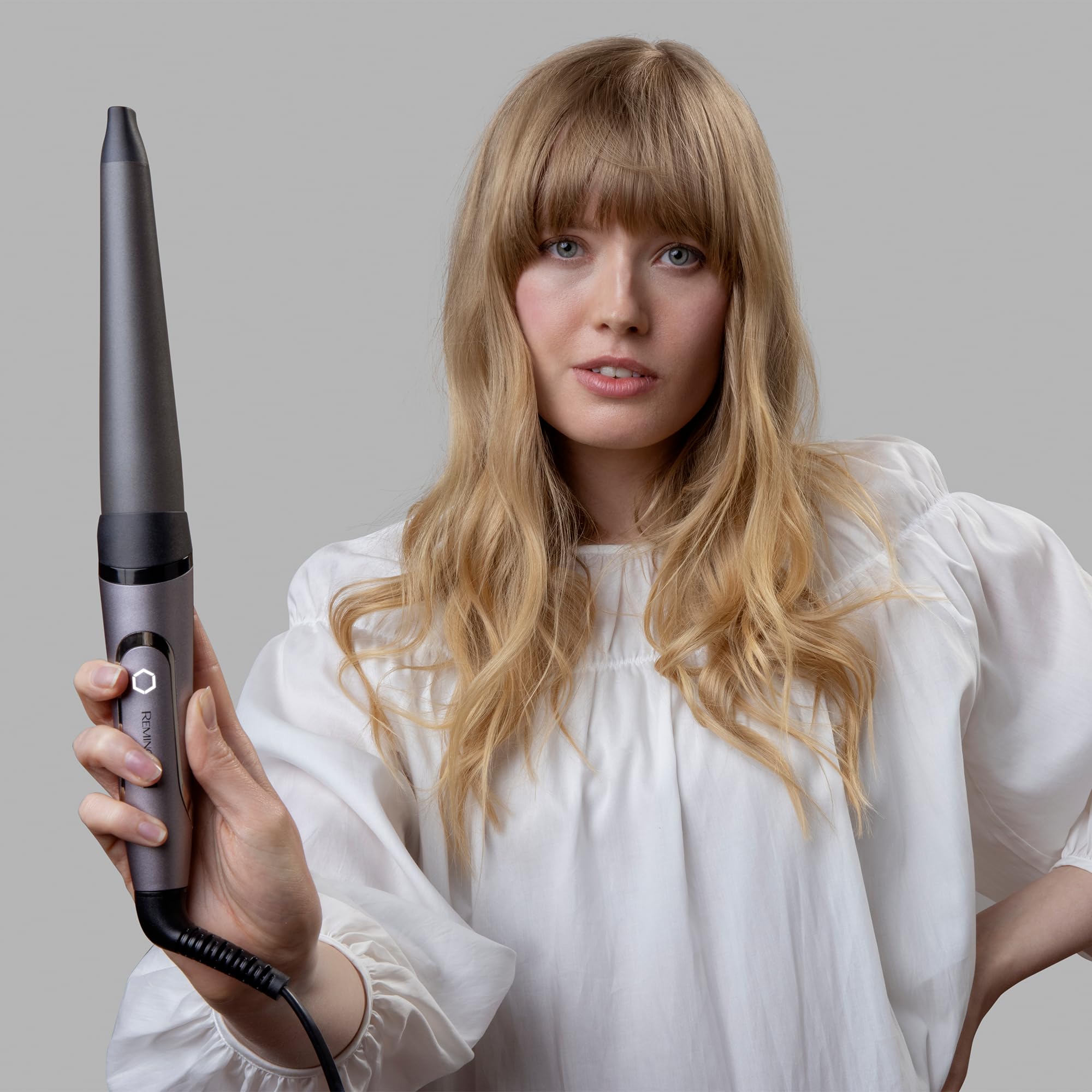 Remington Rizador cónico [19-32 mm, Intelligent StyleAdapt™ ajusta el calor al cabello] PROluxe You (cerámica y diamante, 9 ajustes de 130-210 °C, calentamiento rápido, rizos duraderos) CI98X8