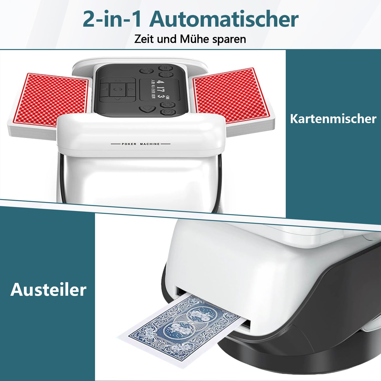 Miscelatore automatico di carte e trasmettitore di carte con 4 pulsanti per schede