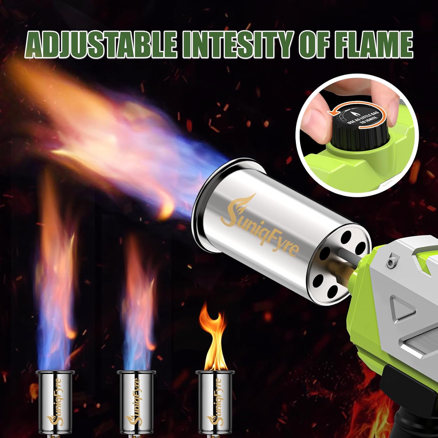 Powerful Propane Torch Gun with Adjustable Flame, Blow Torch Flamethrower Gas Welding Kit for BBQ, Searing Steak, Camping & Charcoal Torch Lighter (Tank Not Included)