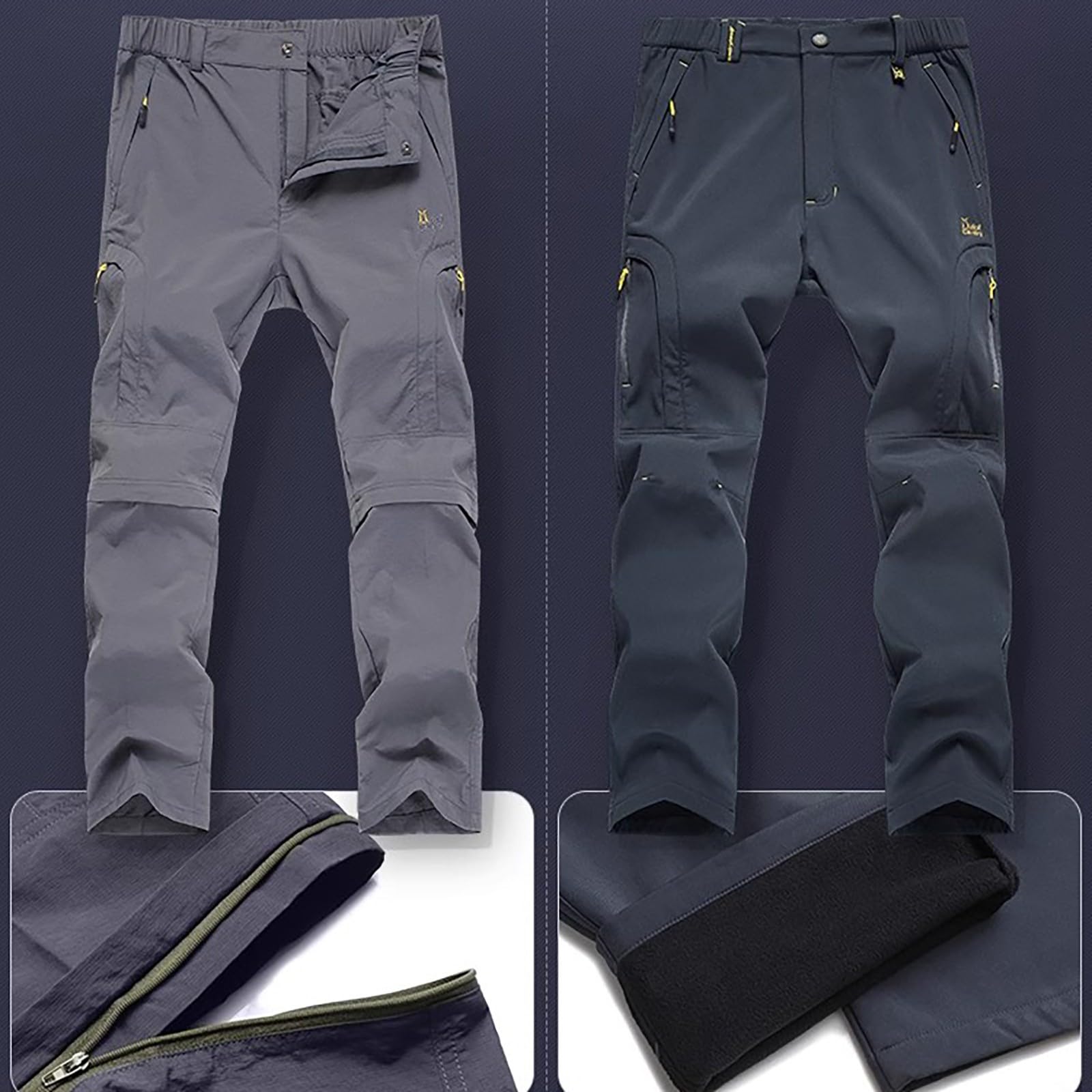 Pantalones térmicos con forro polar para hombre, de pana, con cintura elástica, pantalones de invierno para hombre (gris, M)