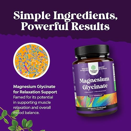 Miniatura 6 de Paquete de glicinato de magnesio puro de 400 mg por porción para el sueño y la relajación, 240 unidades y gomitas de vitamina D3 para el bienestar