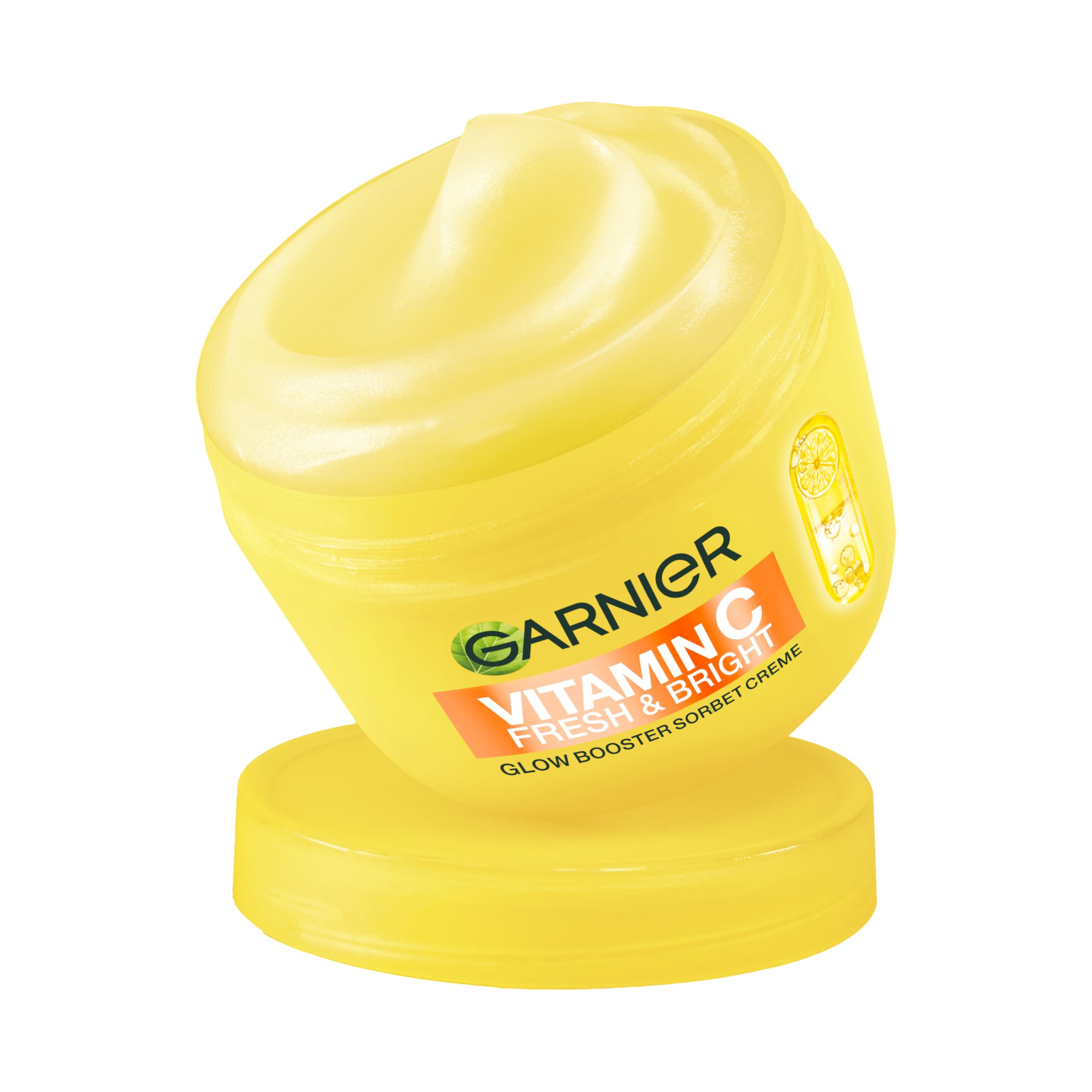 Garnier Vitamin C Fresh & Bright Glow Booster Sorbet Creme – Gesichtspflege mit 4% Niacinamid & Vitamin C für strahlenden Glow – Feuchtigkeitscreme gegen dunkle Flecken & Pigmentflecken – 85ml