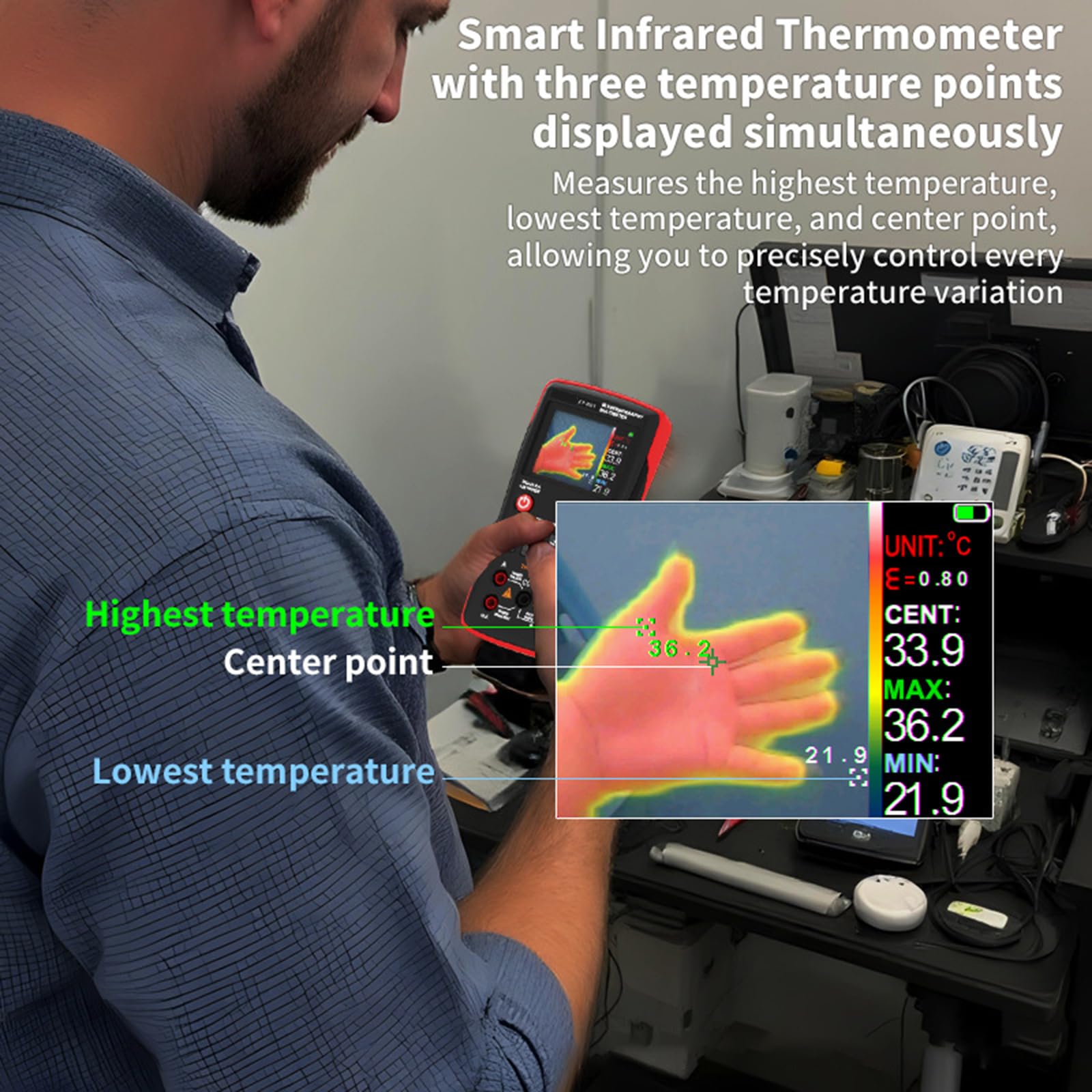 Ultradźwiękowy multimetr termowizyjny z obudową ochronną do ogrzewania podłogowego i panelu, dokładna diagnostyka elektryczna, miernik potencjału temperatury w podwójnym trybie