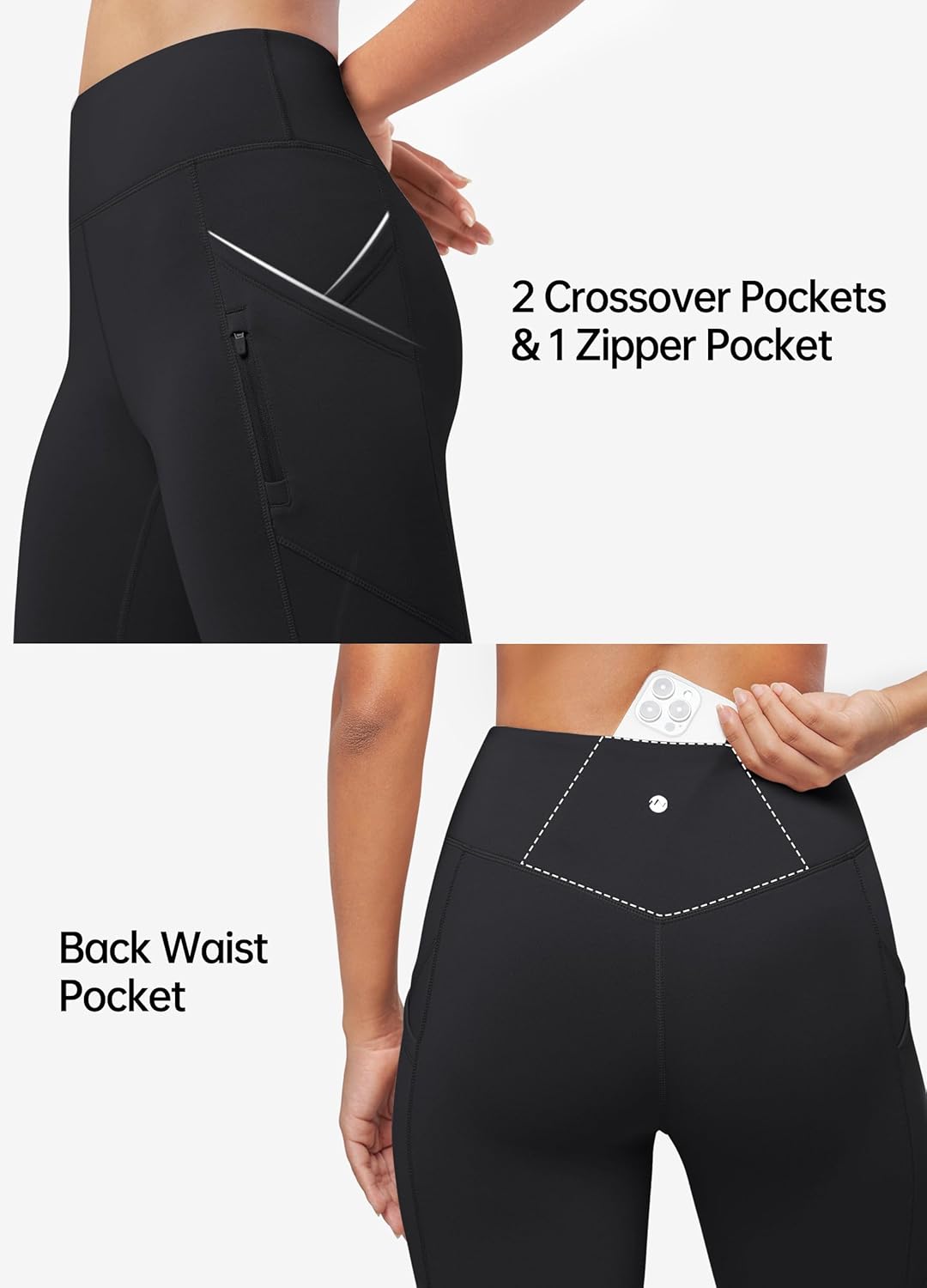 Willit Women's Fleece Lined Pants Thermal Leggings Winter Bootcut Yoga Pants Zipper Pockets Flare High Waist Water Resistant - Image 5