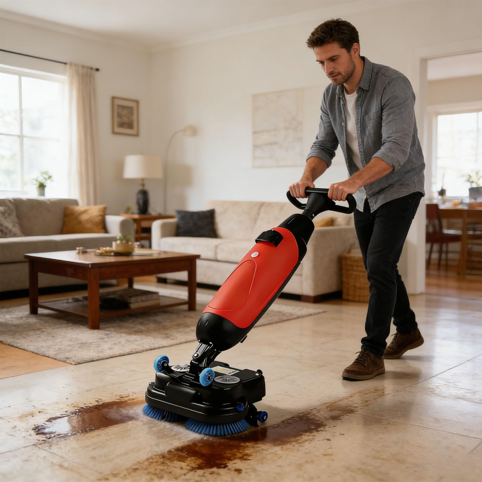 Autolaveuse électrique commerciale à double brosse, largeur de nettoyage de 43 cm