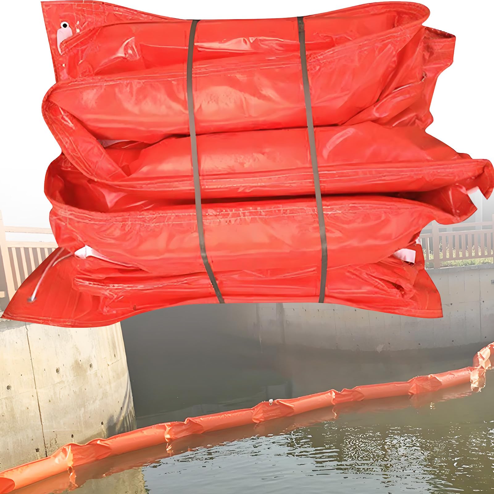 SaryEdge Oil Spill Containment Boom with High Buoyancy and Easy Cleanup for Emergency Response,L:20m/65.6ft-H:45cm/17.7inch,L:20m/65.6ft-H:45cm/17.7inch