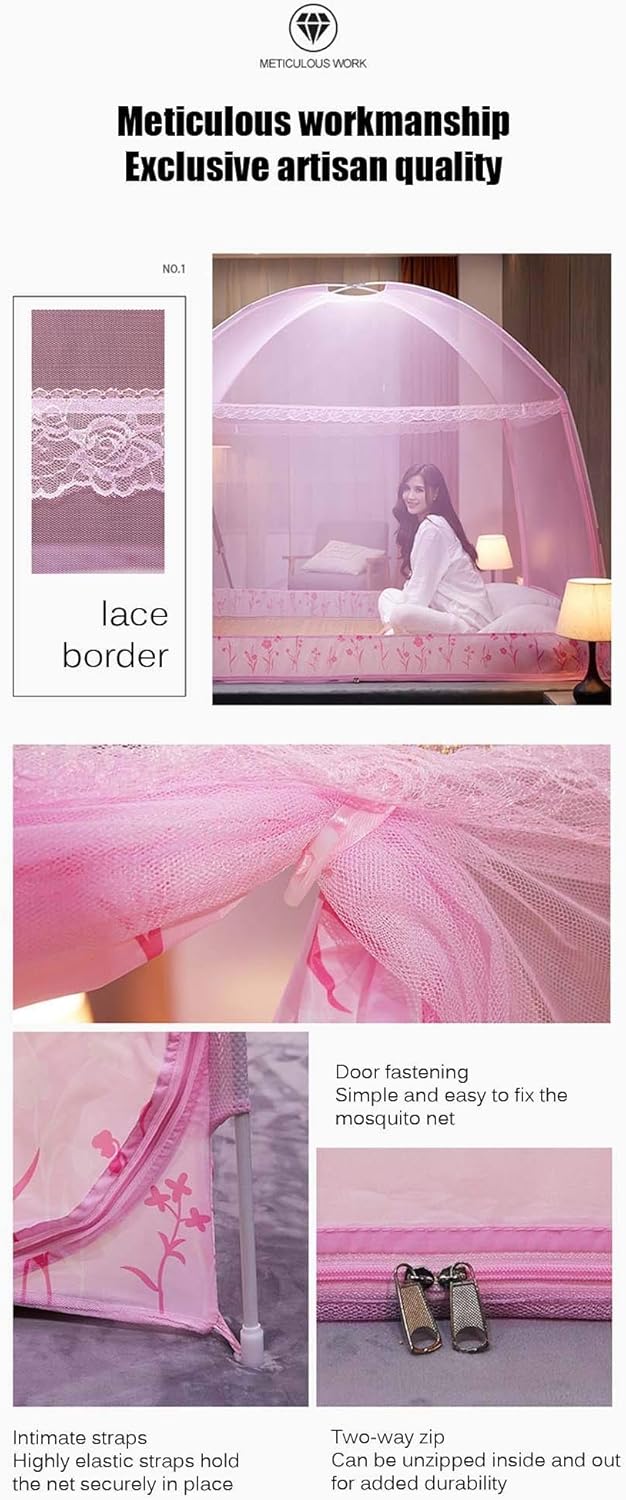 Pop Up Mosquito Net, Portable Tent Travel Double Door Zipper Bed Net, Easy Installation and Fine Mesh, Perfect for Bedroom Outdoor,2,150 * 200CM
