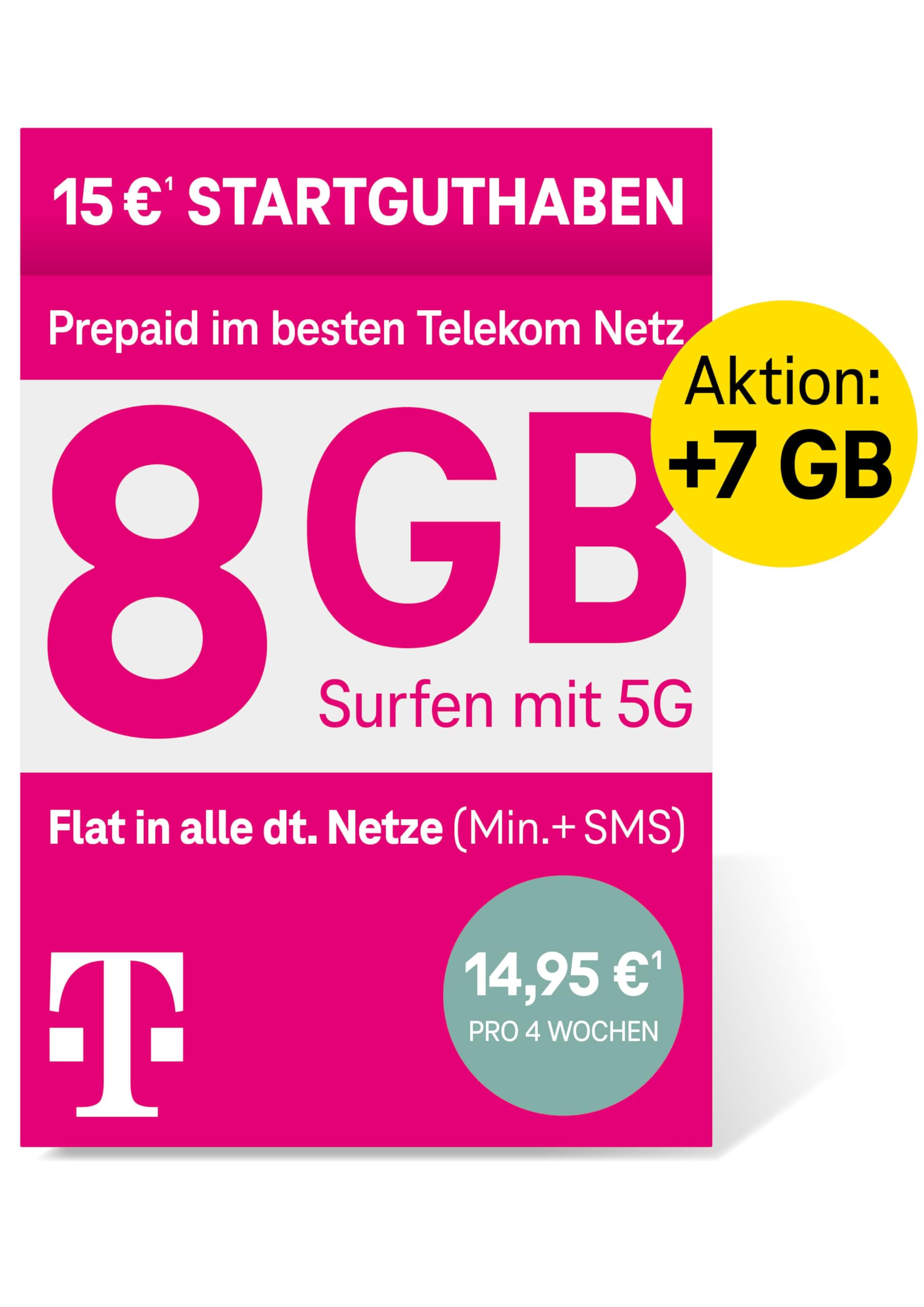 Telekom MagentaMobil Carte SIM Prépayée M Sans Contrat, 5G Avec I + 3 Go & Allnet Flat (Min, SMS) Dans Tous Les Réseaux Et Itinérance Européenne I 10 EUR De Crédit De