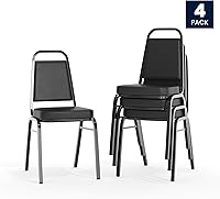 Vista 5 de Flash Furniture Hercules - Juego de 4 sillas apilables de vinilo trapezoidales, sillas apilables comerciales con asientos y respaldos acolchados
