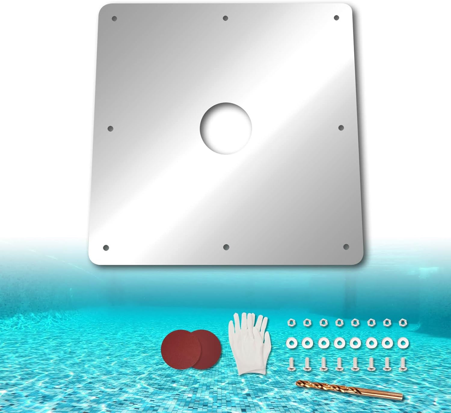 12 X 12 in Pool Wall Repair Panel, Standard Above Ground Pool Skimmer Wall Repair Kit, Water Return Repair Kit, Repair Rusted Pool Wall, Replace Hayward SP1091LX, SP-2094, 1094SPA, 10950M 12.01 x 12.01 inch