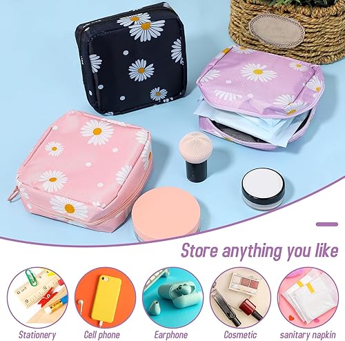 Miniatura 5 de KALIONE Paquete de 3 bolsas de almacenamiento de servilletas sanitarias, bolsa de almacenamiento de almohadillas sanitarias portátiles, bolsas