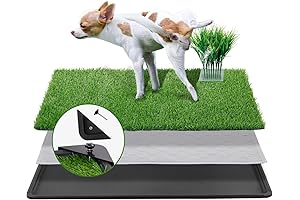 Dog Grass Pad with Tray - Artificial Grass Patch with Plants & Pee Post