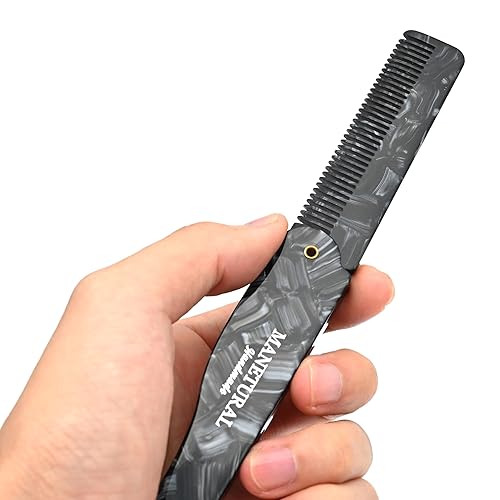 Miniatura 3 de MANETURAL Peine de dientes finos de 80L, peine de bolsillo plegable, peine de pelo de 6.4 pulgadas para mujeres y niños, cuidado de la barba o