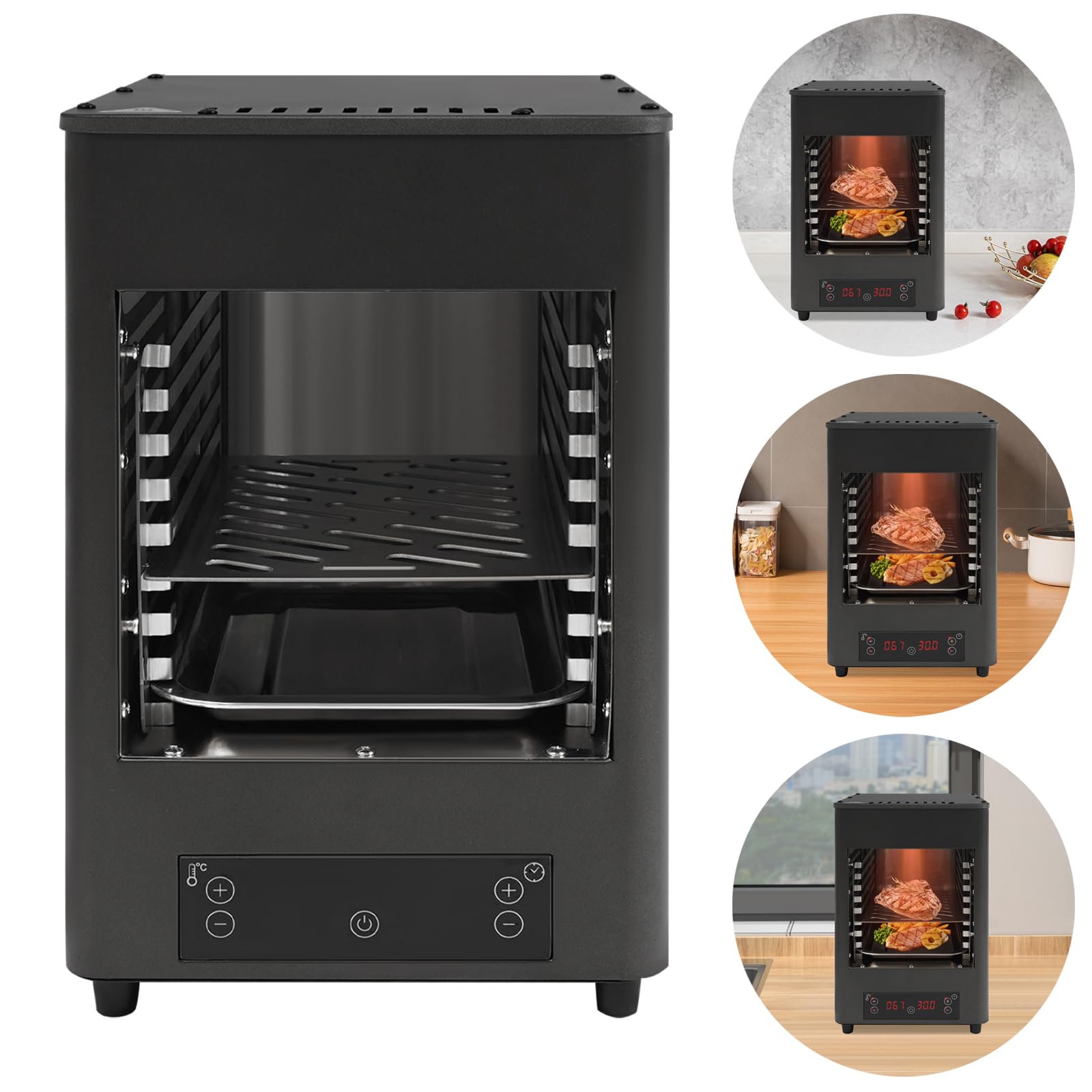 Electric Steak Broiler 1700W Indoor Commercial Steak Grill, 1472°F Automatic Steak Broiler Time Temperature Adjustable for Beef Chicken Vegetables 110V, Stainless Steel