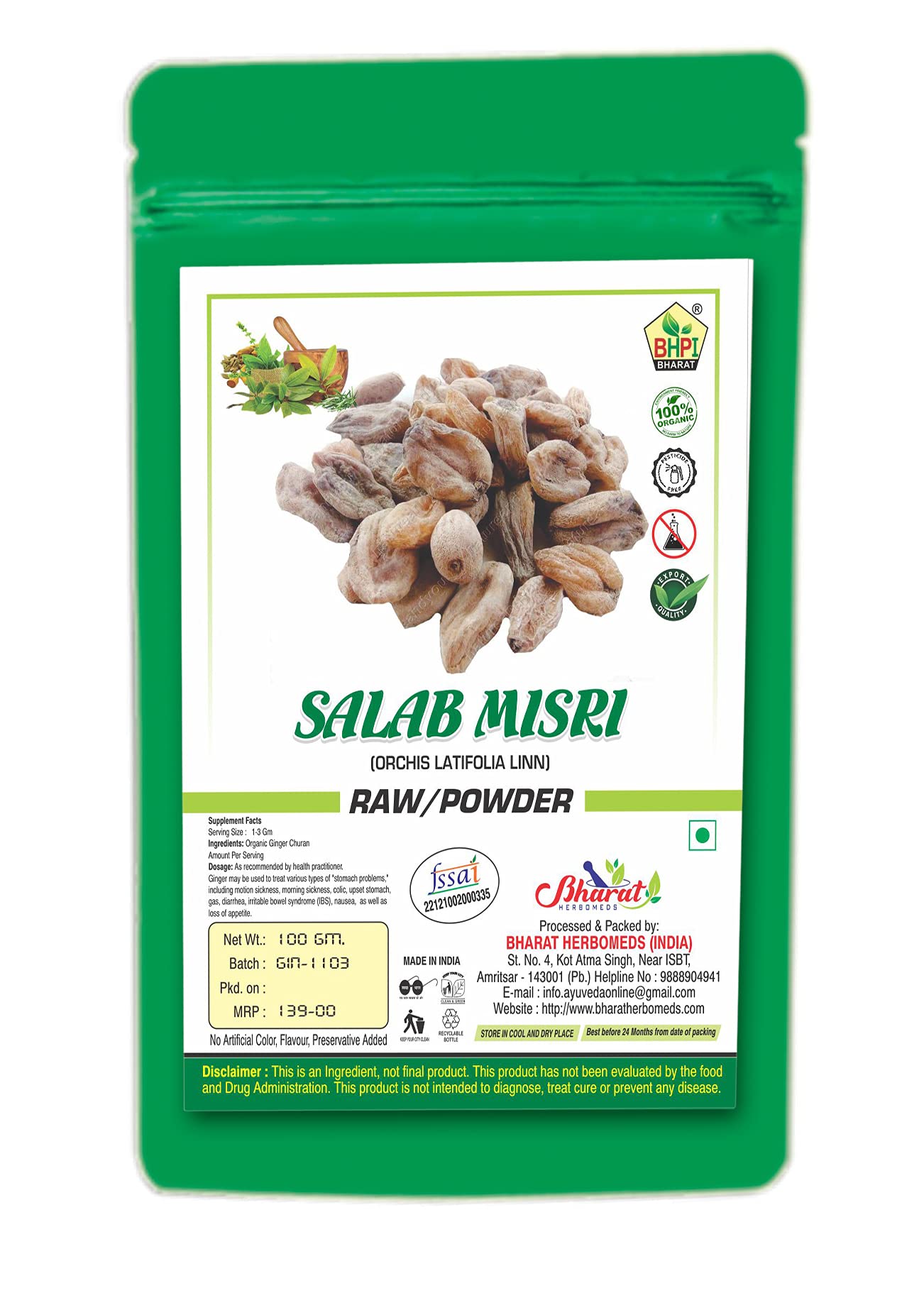 Bharat Salab Misri Powder 25gm | Polygonatum Verticillatum | Salabmisri | Salab Mishri | Salab Misri | सालम मिश्री
