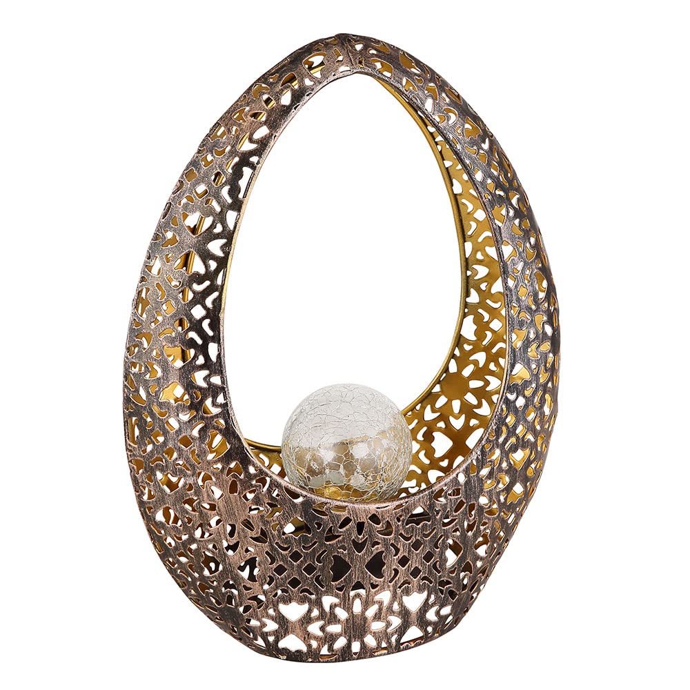 Lampada solare in metallo color bronzo, altezza 27,5 cm