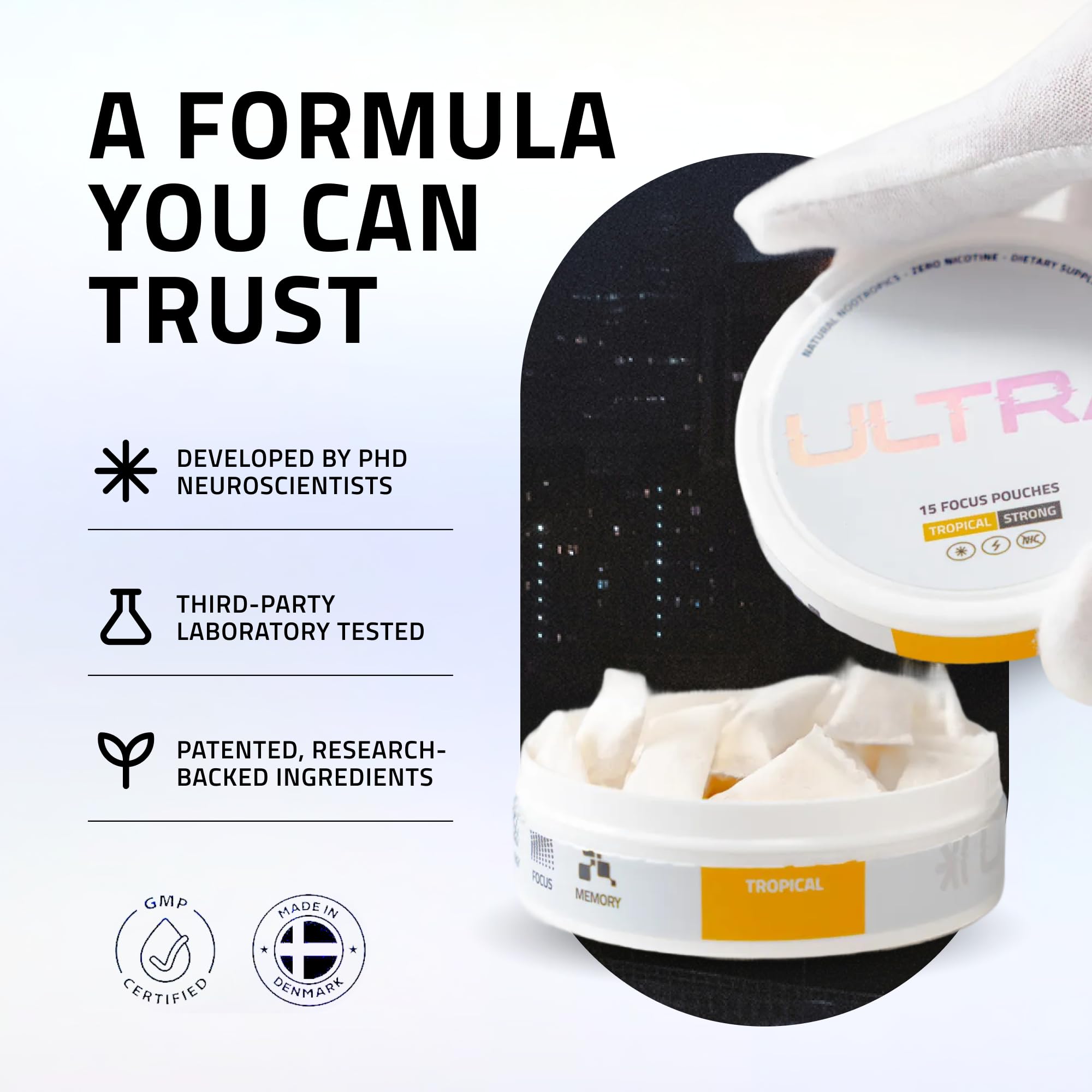 Ultra Focus Pouches (Variety Pack, 3 Cans) Nicotine and Caffeine Free — Amazon image 5