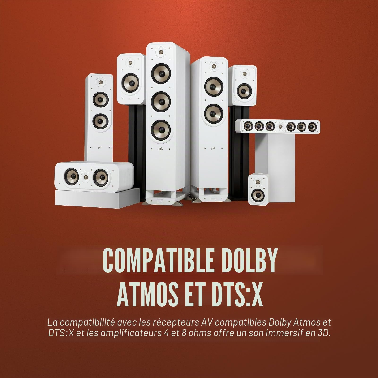 Polk Audio Signature Elite ES15 Enceintes Étagères Hi-Res, Compatibles Dolby Atmos/DTS:X (Paire) - Noires