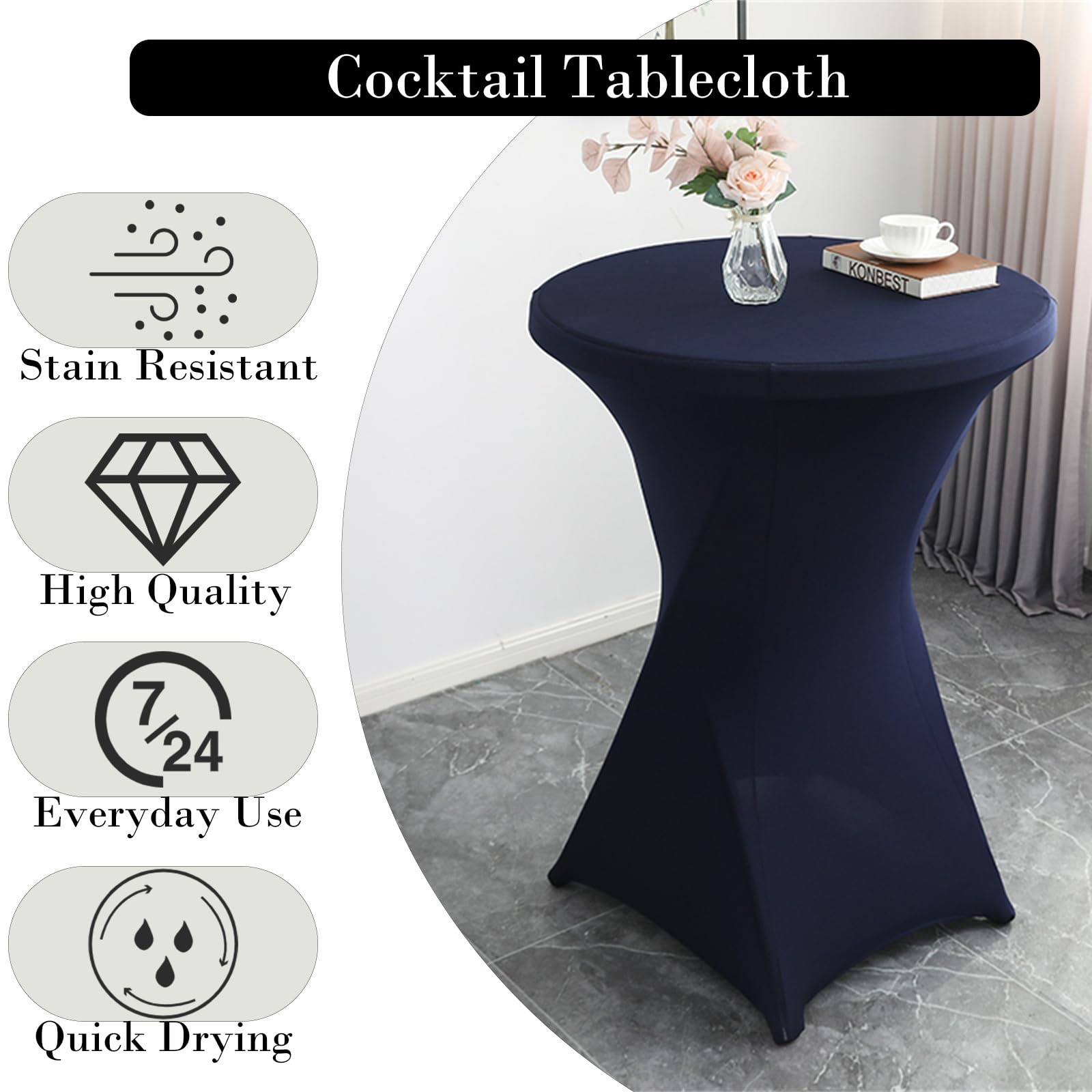 Enjoyidea Lot De 6 Housses De Table Rondes En élasthanne - 81,3 X 109,9