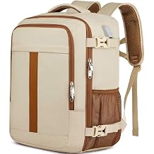 PUSLOM for New Ryanair Cabin Bags 40x30x20 Underseat Small Travel Backpack Cabin Size Rucksack for Plane Hand Luggage Backpack Carry on Bag for Airplanes Flight Bag with USB Charging Port-Beige