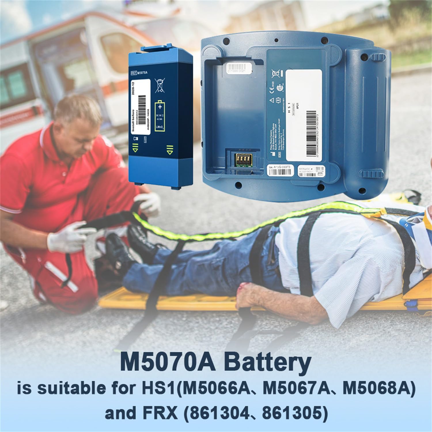 M5070A Battery Aed Battery Replacement Compatible with Home/OnSite AED FRx HS1 Defibrillator Suitable for M5066A M5067A M5068A Easy to Install DA-02006-V