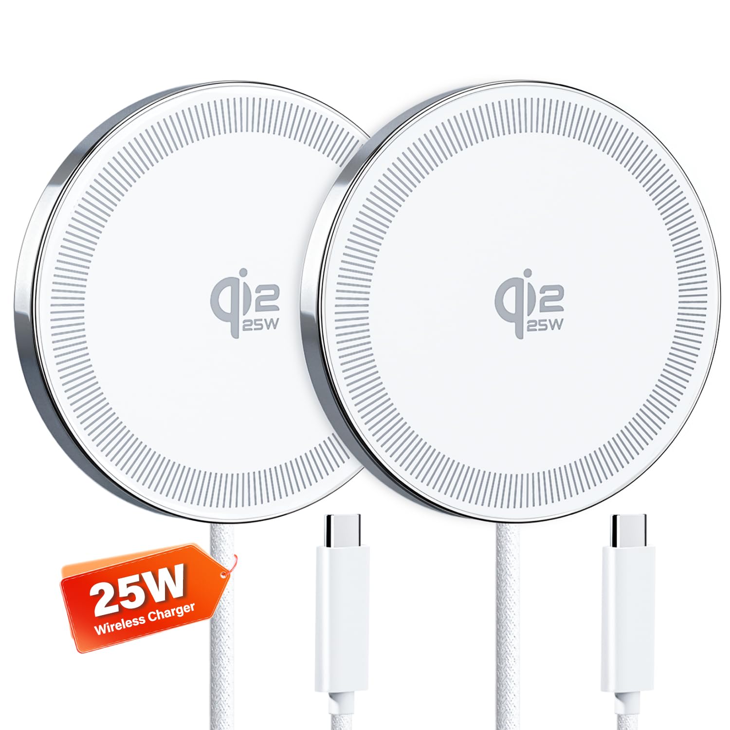 25W Wireless Charger for MagSafe, Qi2.2 Magnetic Fast Charging Pad for iPhone 17/16/15/14/13/12 Series &amp; AirPods, Strong Magnet, Thin &amp; Portable Wireless Charger for Travel Home Office(White, 2Pack)