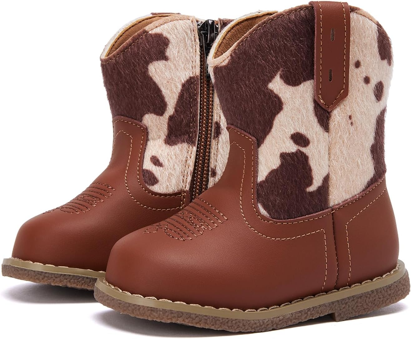 BMCiTYBM Baby Cowboy Cowgirl Boots Infant Western Boots Toddler Boys Girls Round Toe Riding Mid Calf Boots All Seasons for 6 9 12 18 24 Months