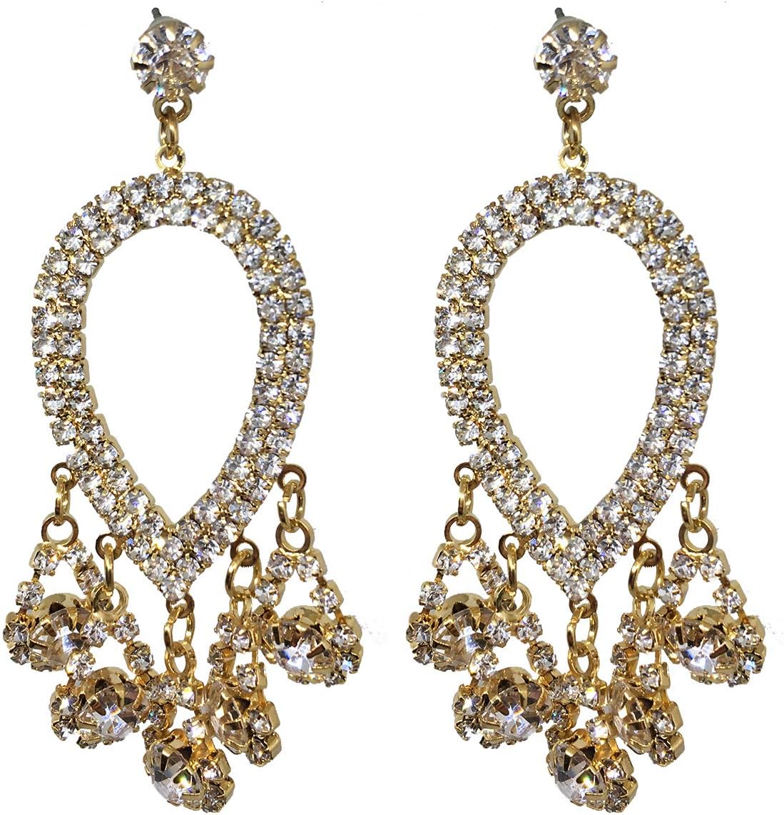 European Stylish Luxury Zircon Diamond Gold Drops Bohemian Stud Earrings for Girls and Women