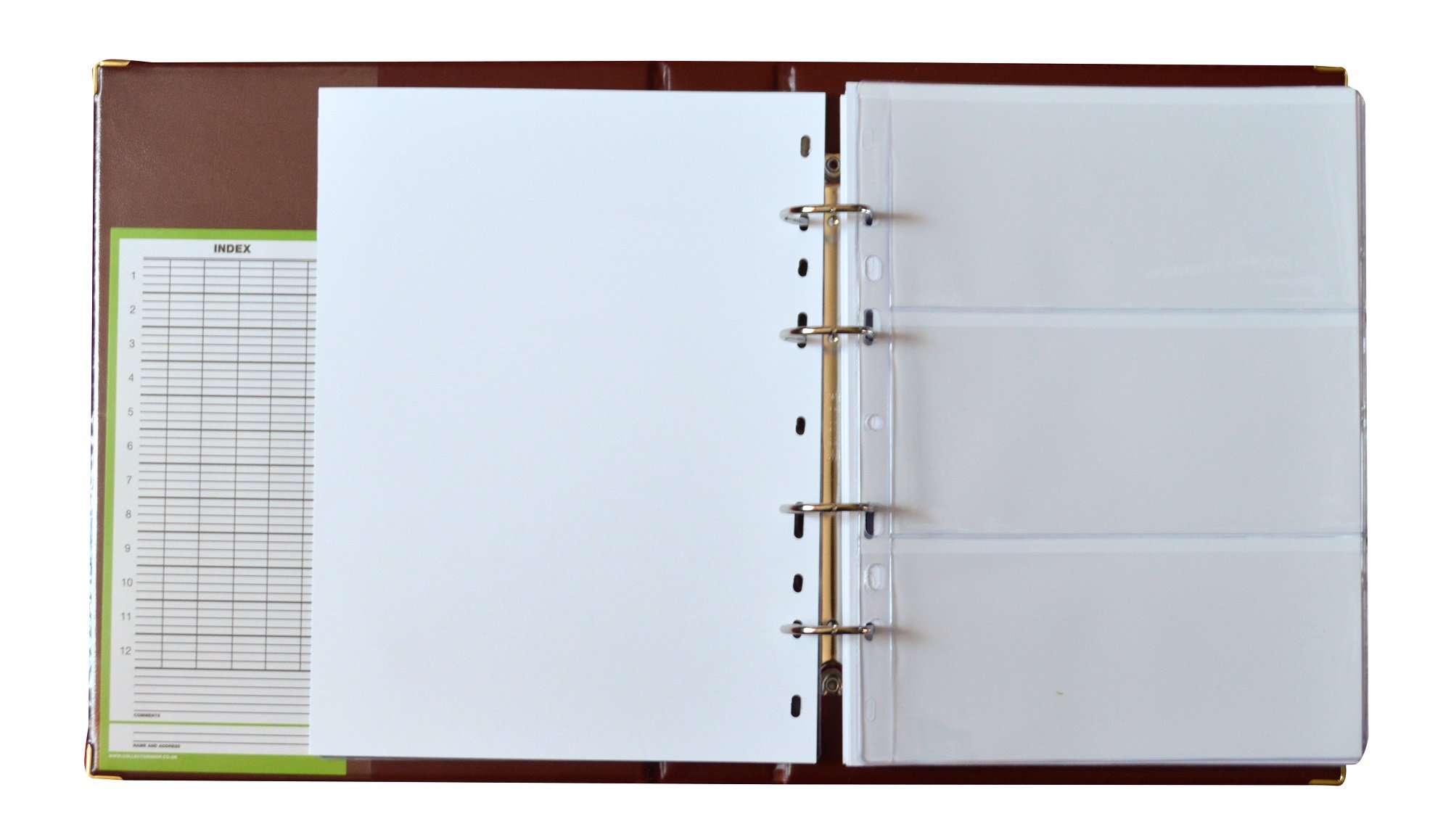 COLLECTOR Classeur pour Les Billets en Format d’Un Livre avec 10 Pages et 10 diviseurs – très Large capacité - Marron