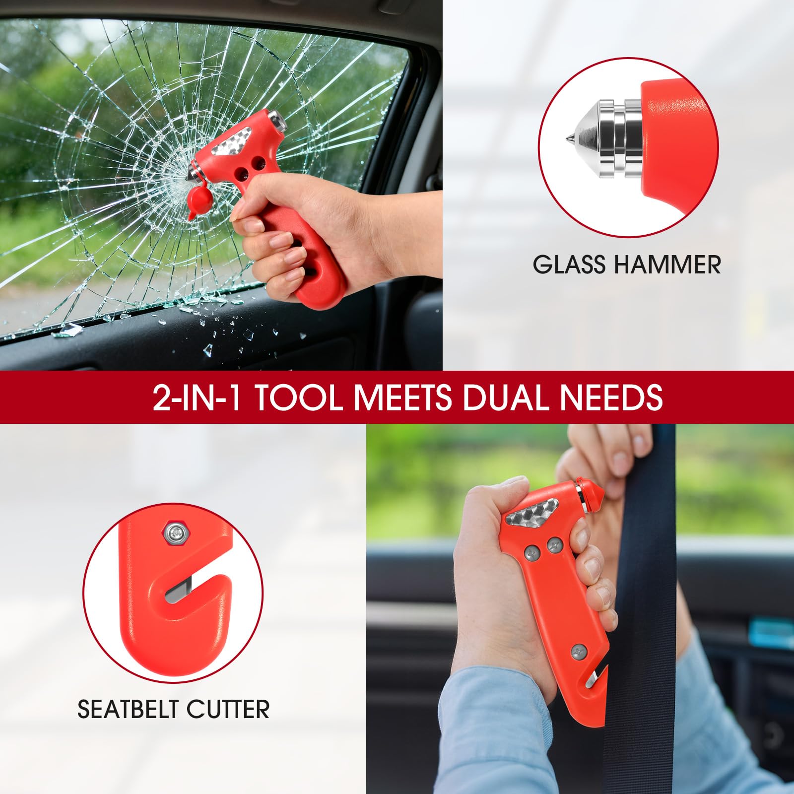 Car Emergency Kit - Roadside Assistance Kit with 10FT Jumper Cables, Tow Strap, Tool Kit, Reflective Warning Triangle, Road Trip Essentials, for New Drivers, Teens