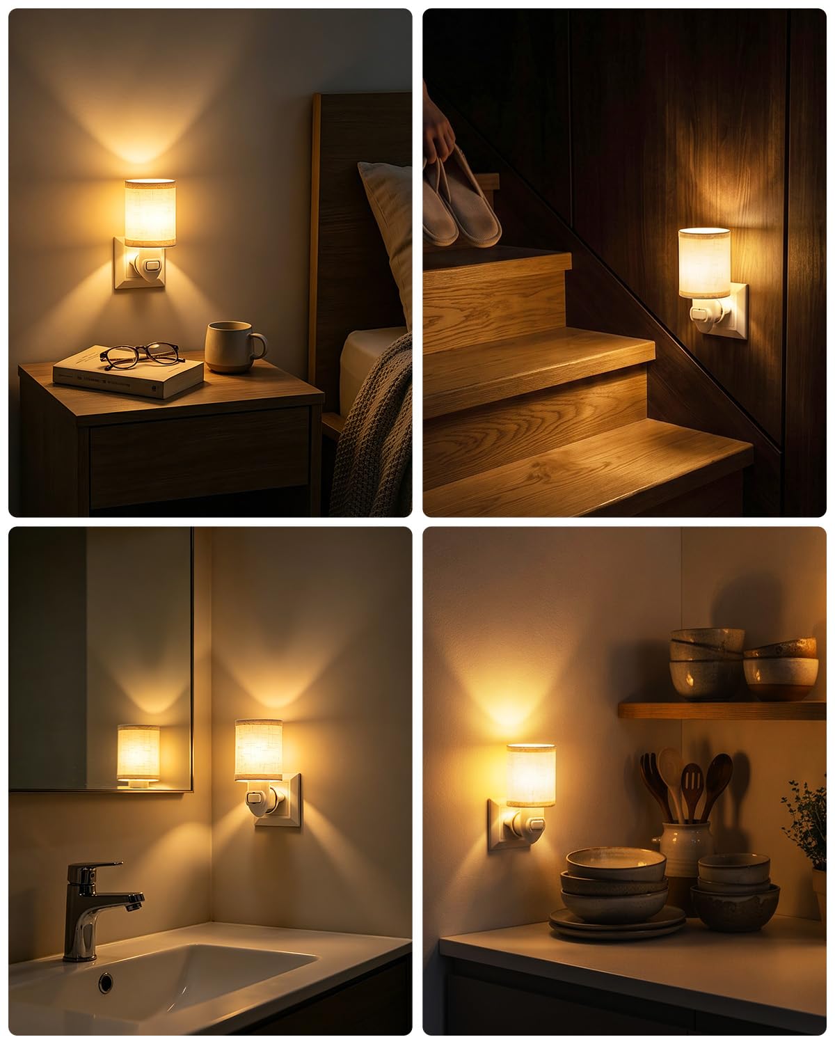 Nachtlicht Steckdose, LED Plug-in Nachtlicht Kinder Warmweiß 2200K, Steckdosenlampe für Schlafzimmer, Wohnzimmer, Flur, 2er Pack (2 x E14 1W LED-Lampe enthalten)