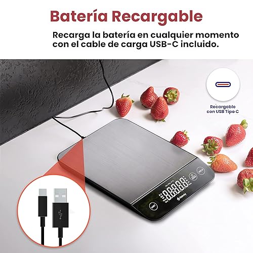 Miniatura 3 de Etekcity - Báscula de cocina, 22 libras, digital, gramos y onzas, hornear y cocinar, 0.05 onzas/1 gramo de graduación precisa, 5