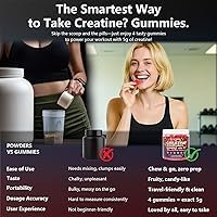 Vista 3 de Gomitas de monohidrato de creatina, 5000 mg para mujeres y hombres, suplemento preentrenamiento con magnesio, zinc y taurina, sabor a fresa, aumenta