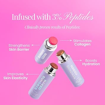 Naked Sundays SPF 50 Glow Balm Peptide-Infused Multi-Tasking Blush Stick for Cheeks, Lips & Eyes Broad Spectrum Zinc Oxide Blush Sunscreen 8g (Dusty Rose)