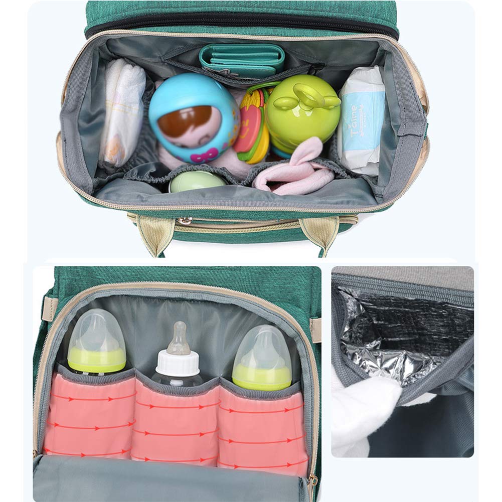 Borsa Fasciatoio 2 In 1 Portatile Multifunzionale Lettini da Viaggio Culla Portatile Zaino Mamma Impermeabile Grande Capacità Grigio chiaro 32 * 14 * 41CM