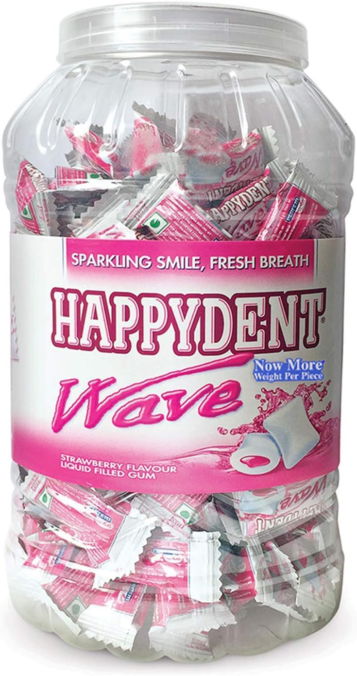 Happydent Wave, Strawberry, Chewing Gum Jar, 404.8 g, 176 Pc