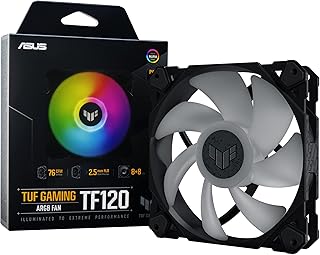 Asus Ventilador TUF Gaming TF120 120mm ARGB 1 Pack (rodamiento fluidodinámico (FDB), Matriz LED de Doble Capa, Aura Sync, Flujo de Aire Superior, Control PWM, Controlador multifunción) Negro